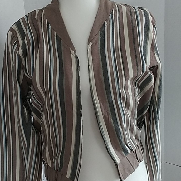 American Rhino Jackets & Blazers - American Rhino Striped Bibi Bomber Jacket M